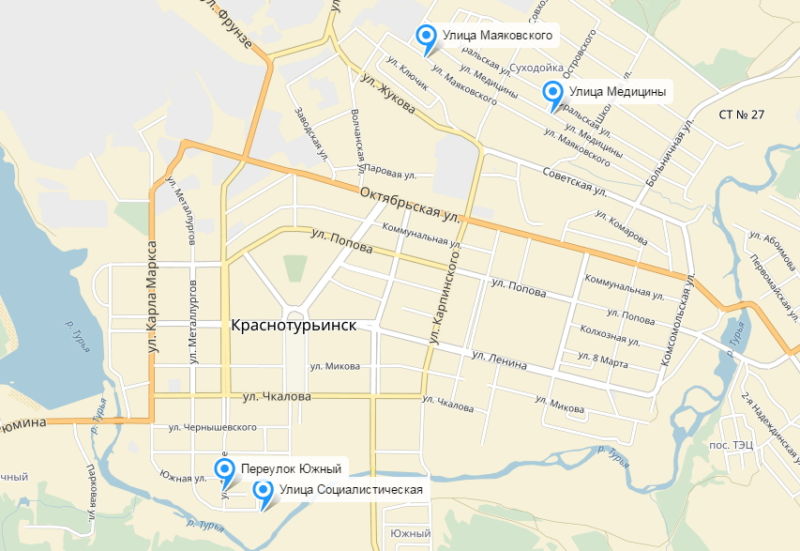 Карта екатеринбург краснотурьинск